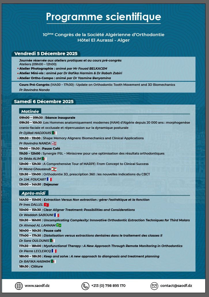 Congrès annuel de la Société Algérienne d'Orthodontie (SAO)